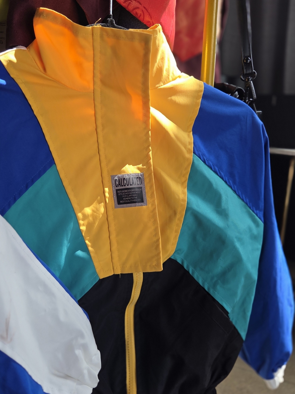 Colorblock Windbreaker Jacket - Yellow/Blue/Teal/Black (Small)